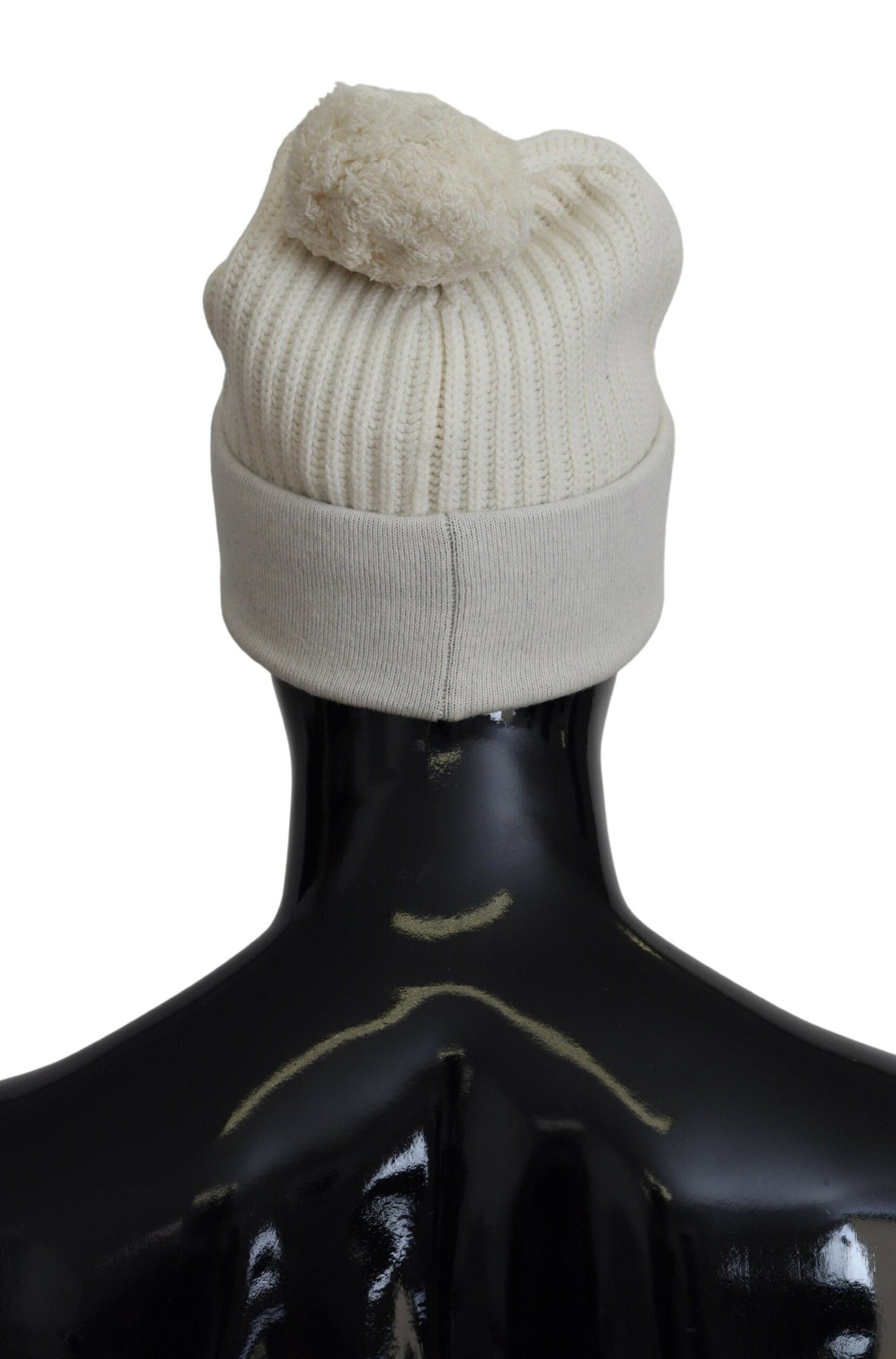 Weiße Kaschmir Strick Logo Beanie Männer Mütze