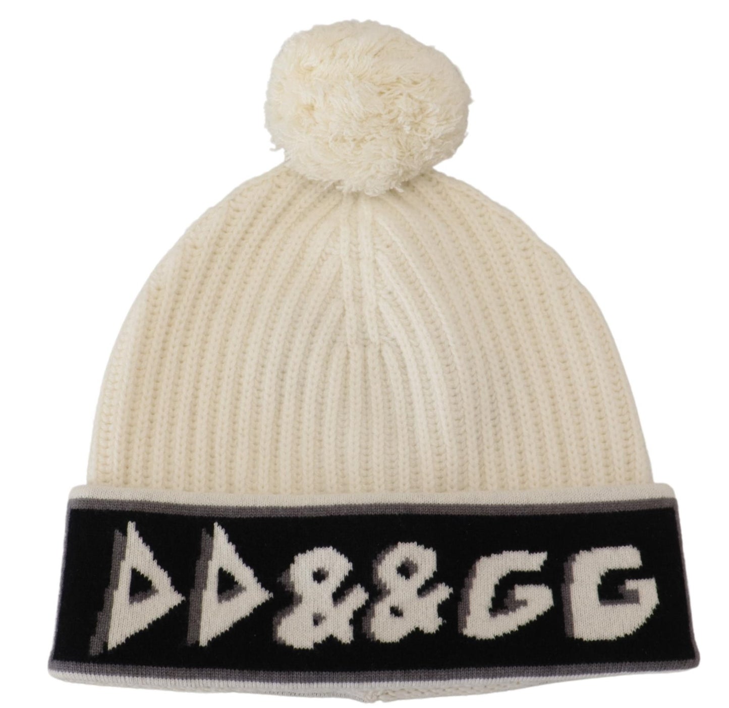 Weiße Kaschmir Strick Logo Beanie Männer Mütze
