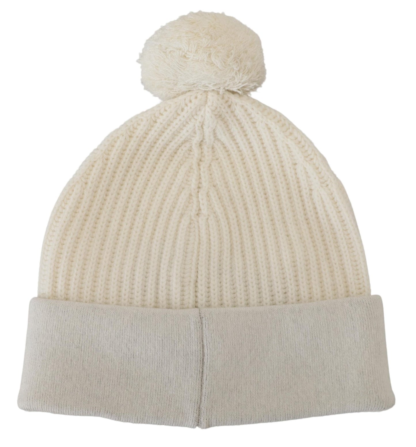 Weiße Kaschmir Strick Logo Beanie Männer Mütze