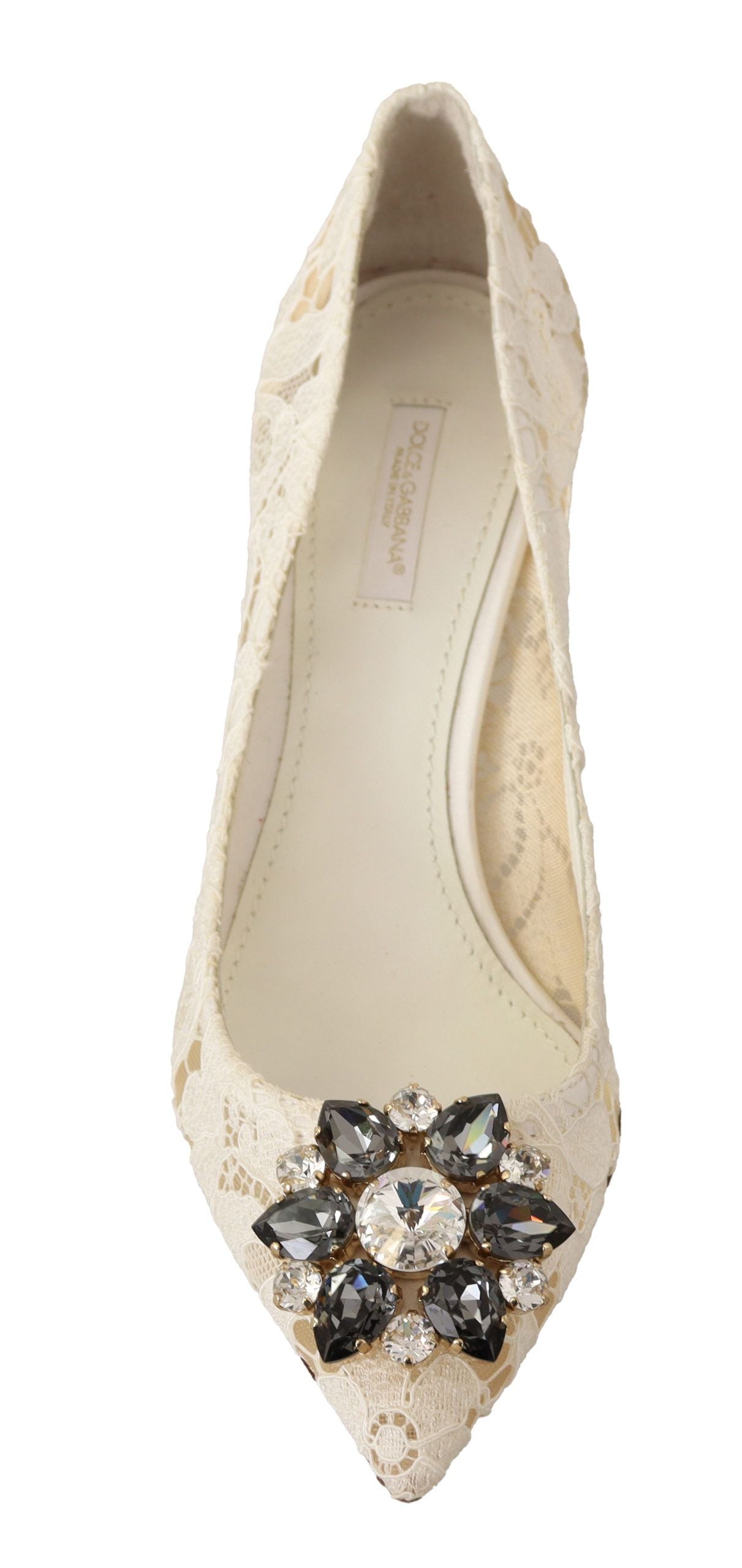 Weiß Taormina Spitze Kristall Heels Pumps Schuhe