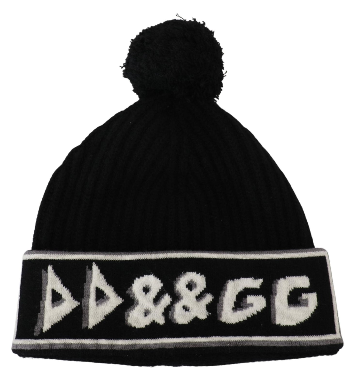 Schwarzer Kaschmir-Strick Logo Beanie Männer Mütze