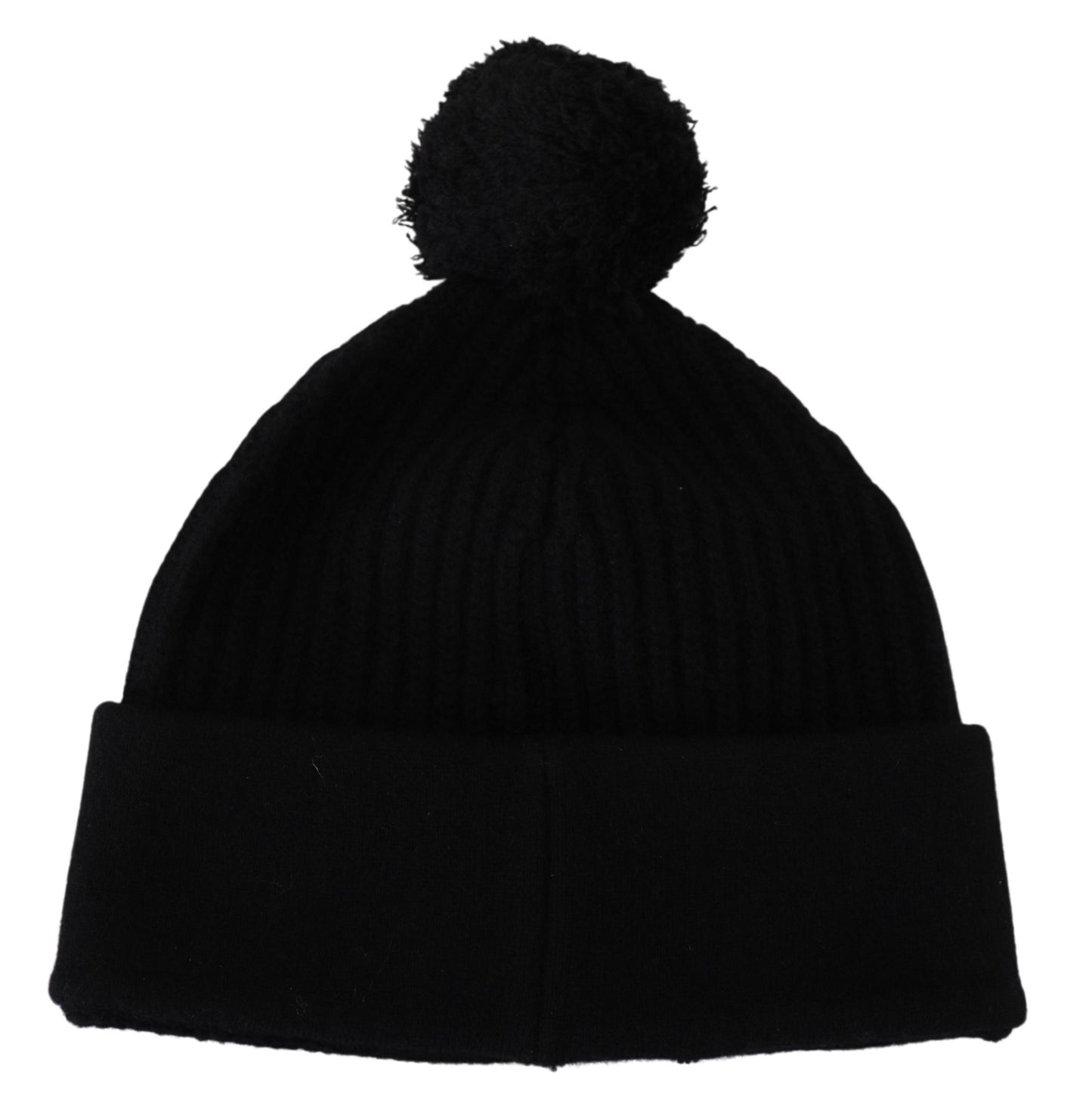 Schwarzer Kaschmir-Strick Logo Beanie Männer Mütze