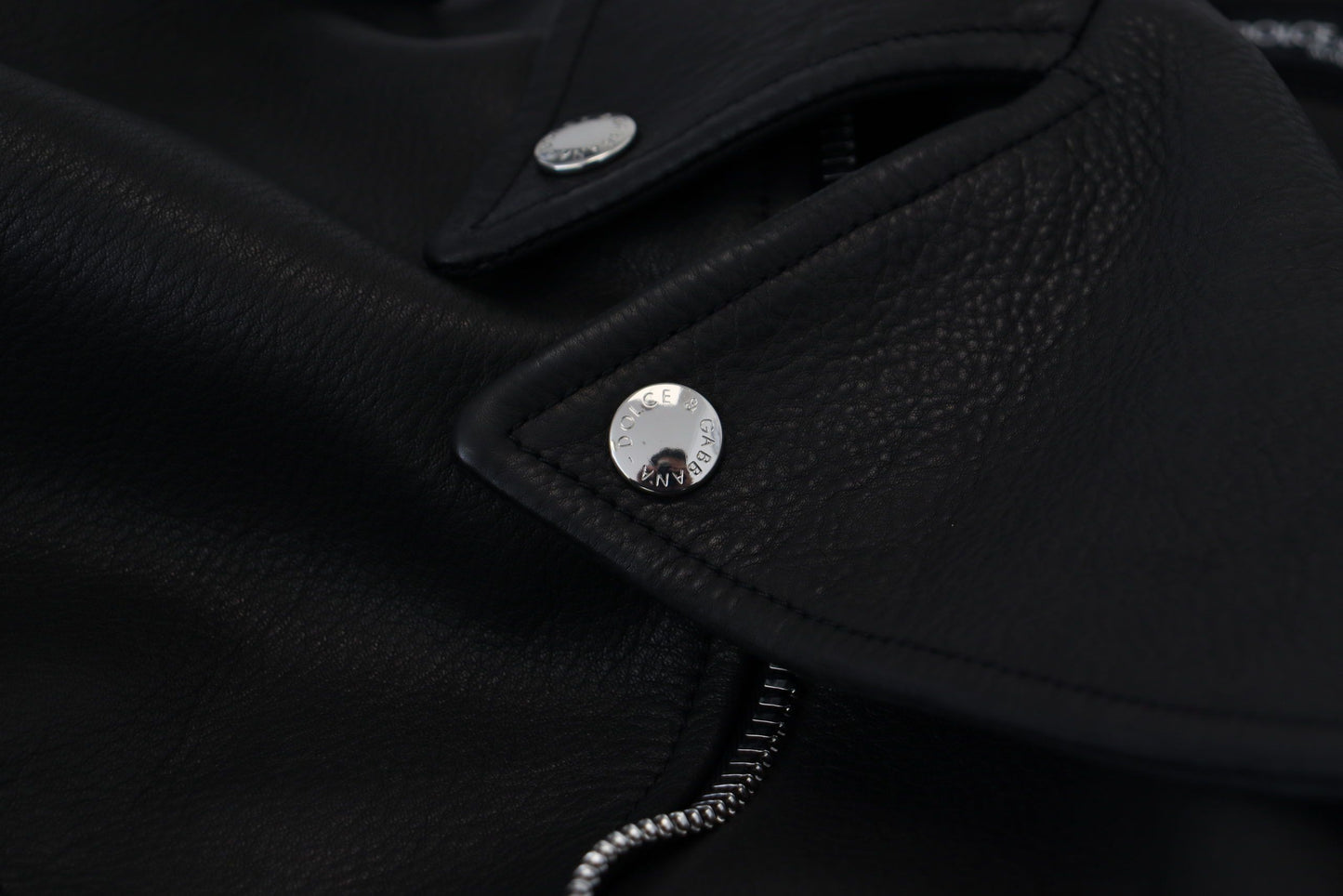 Schwarzer Polyester Bikermantel Zipper Jacke