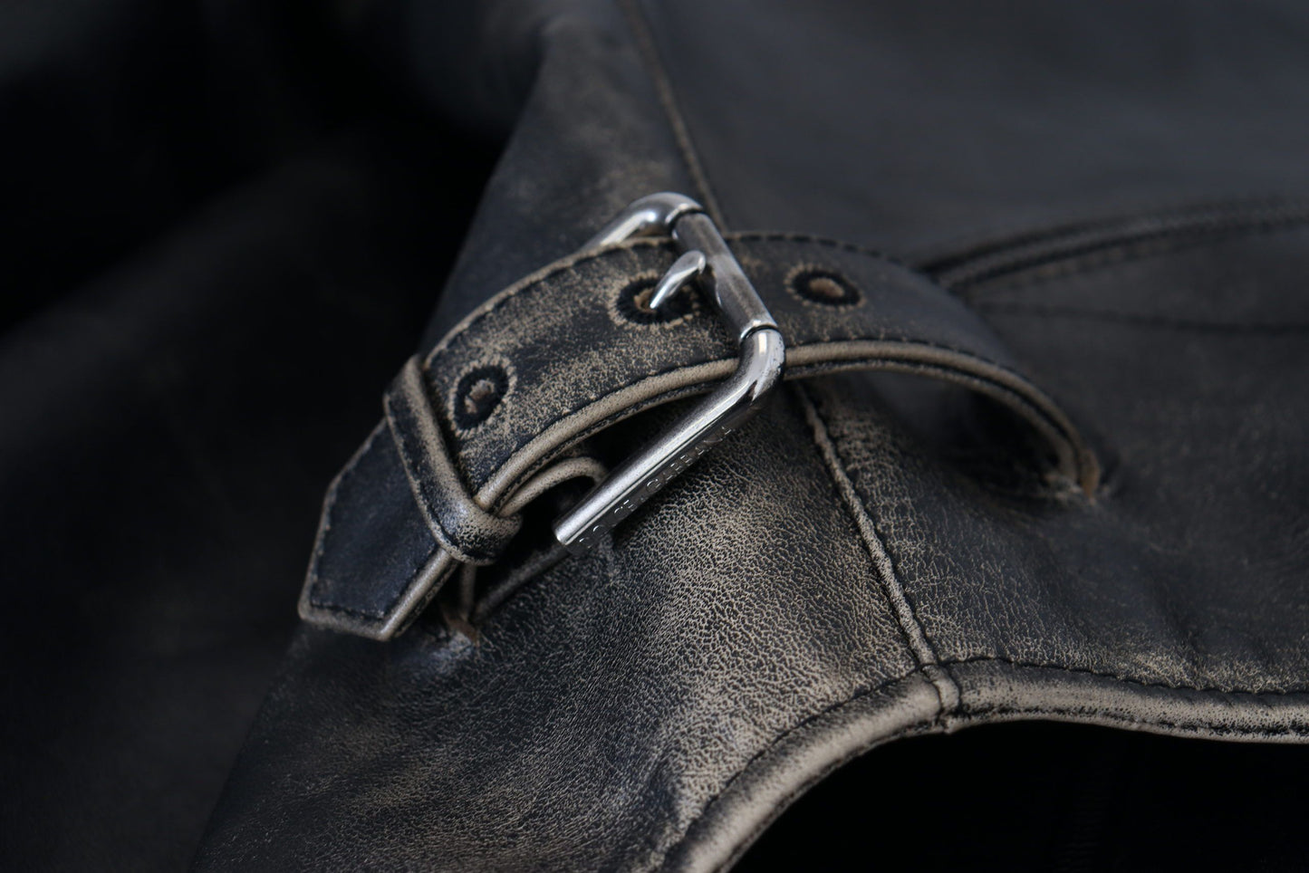 Schwarzer Leder Bikermantel mit Reißverschluss Jacke