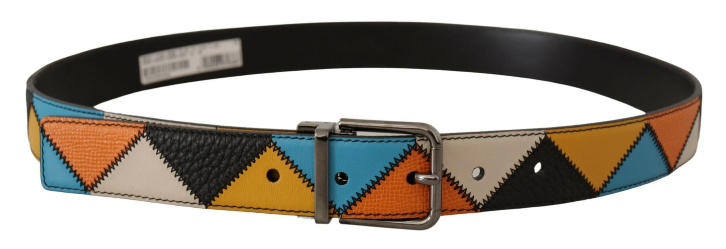 Multicolor Leder Silber Logo Schnalle Gürtel