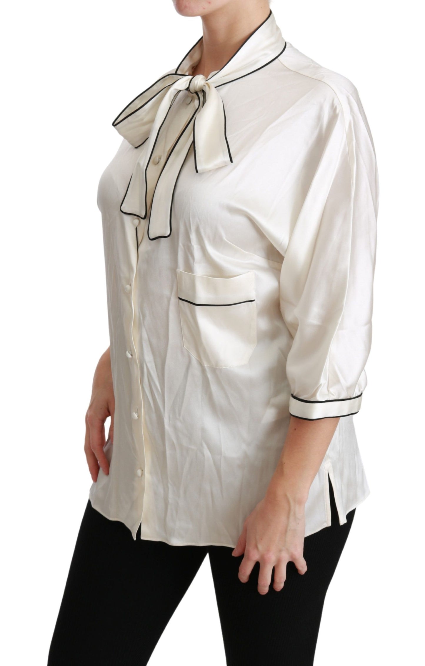 Beige 3/4-Ärmel Hemd Bluse Seidenoberteil