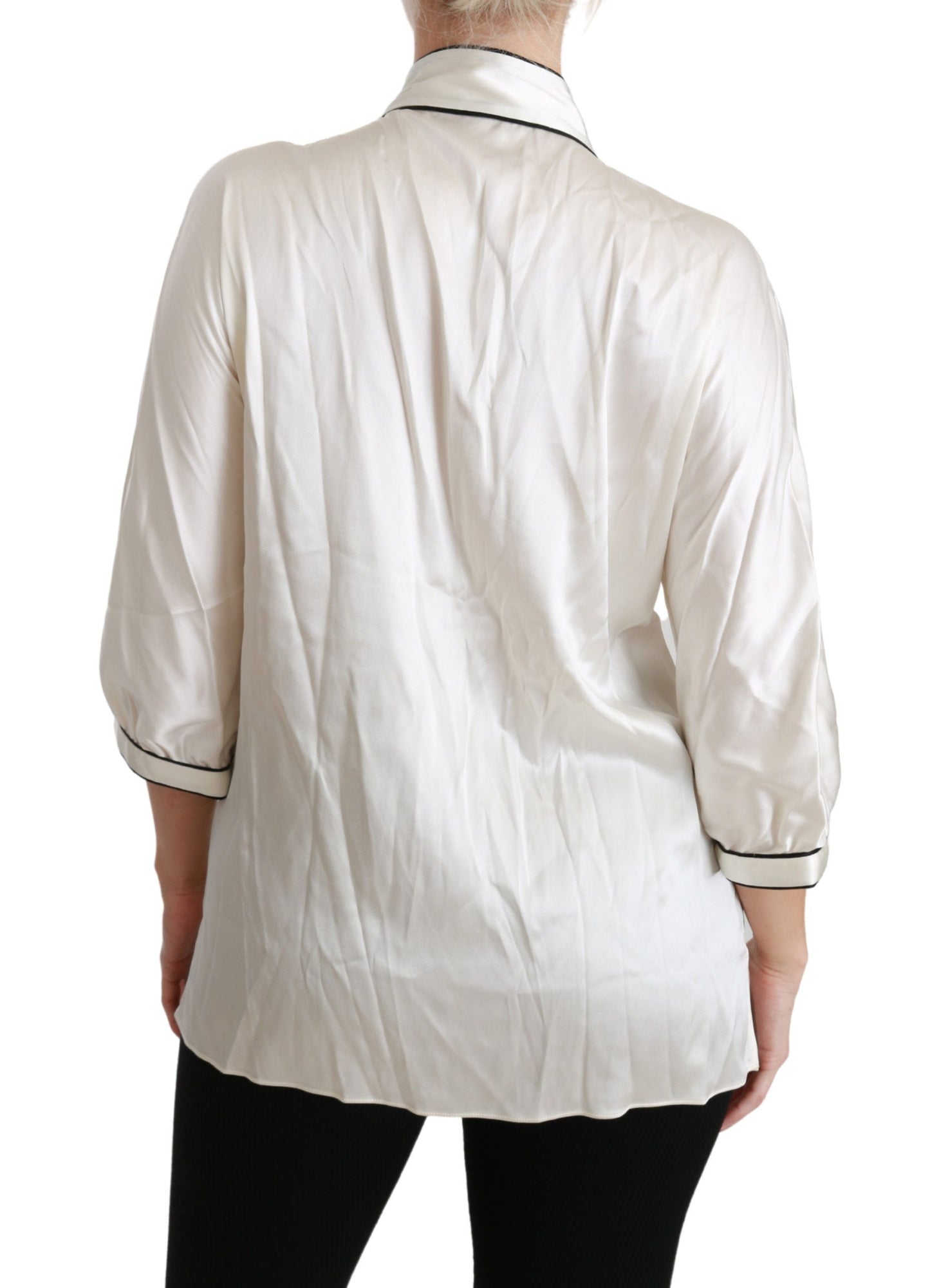 Beige 3/4-Ärmel Hemd Bluse Seidenoberteil