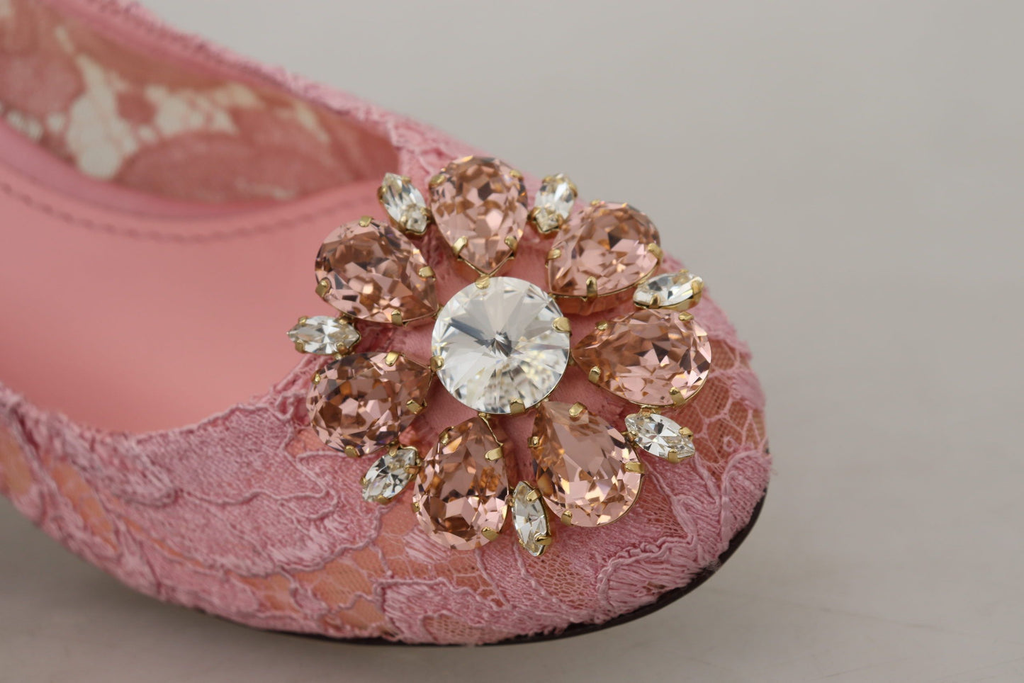 Rosa Taormina Spitze Kristall Pumps Pastell Schuhe