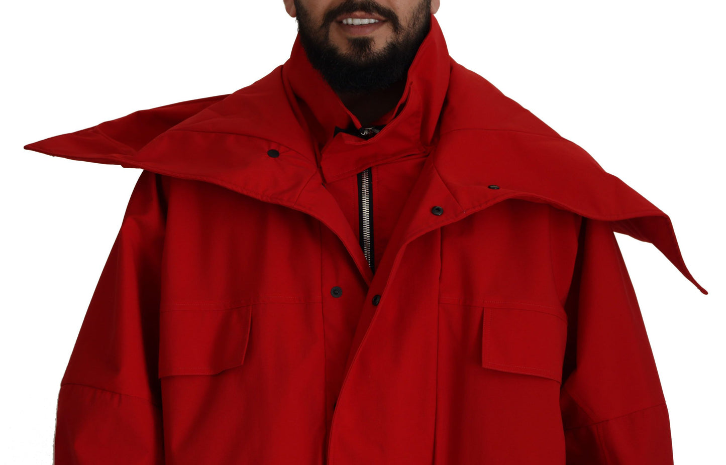 Rote Polyester Windbreaker Jacke mit durchgehendem Reißverschluss
