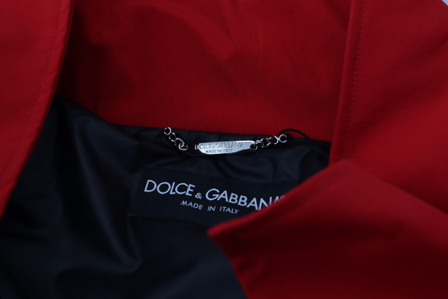 Rote Polyester Windbreaker Jacke mit durchgehendem Reißverschluss