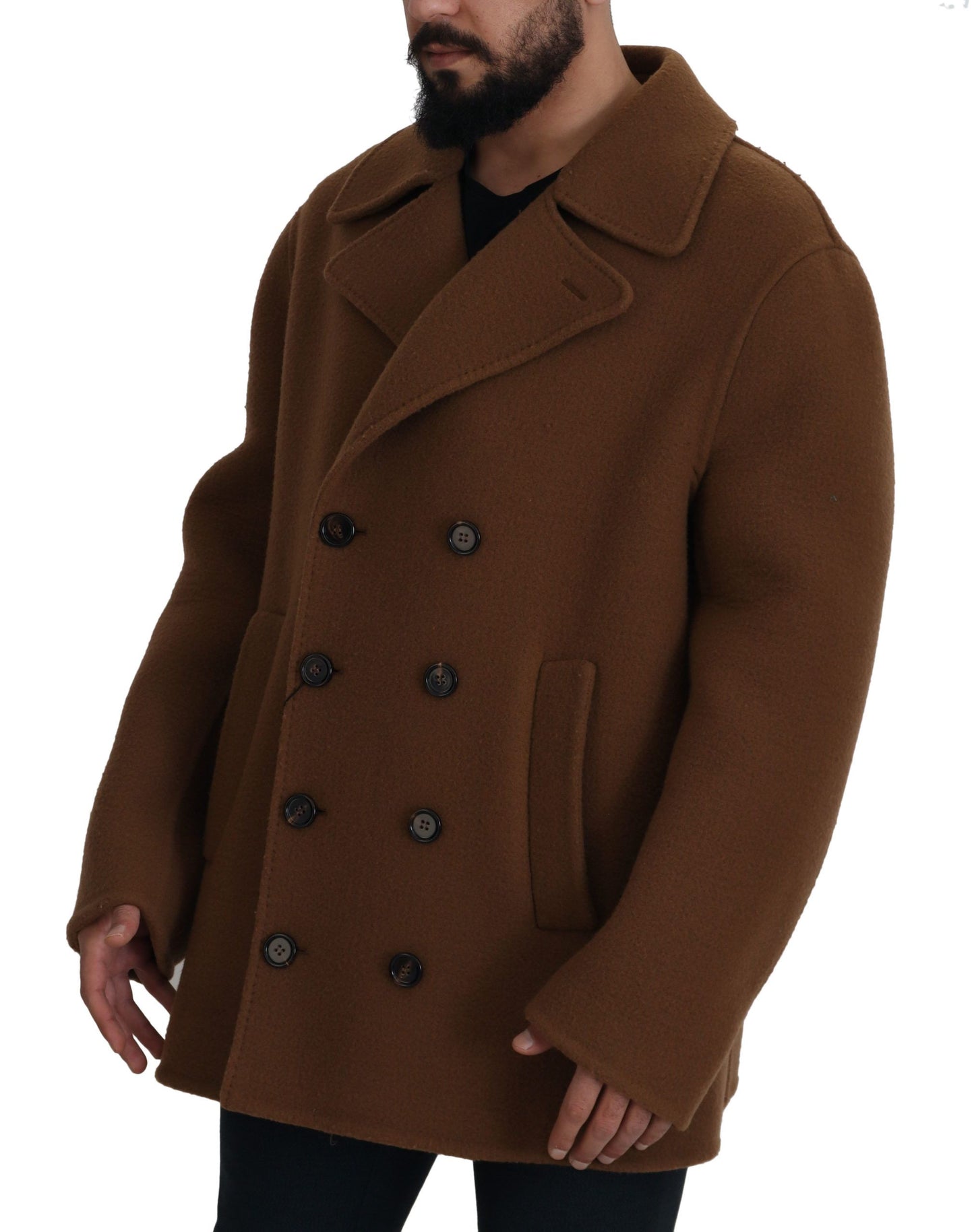Brauner Nylonmantel Zweireiher Jacke