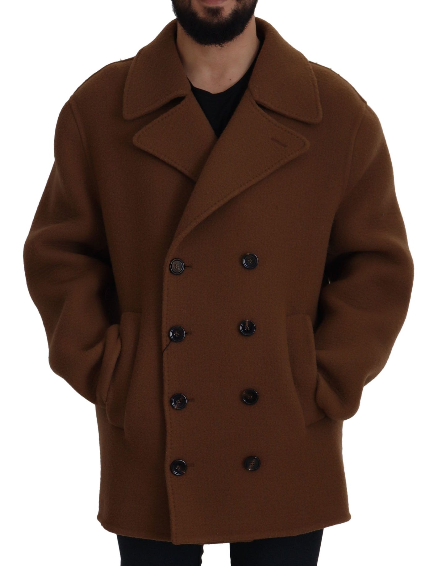 Brauner Nylonmantel Zweireiher Jacke
