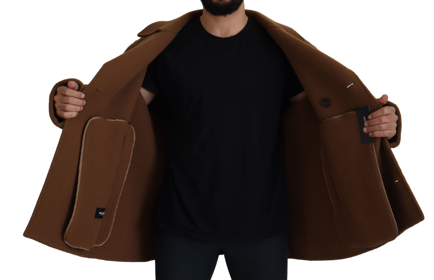 Brauner Nylonmantel Zweireiher Jacke