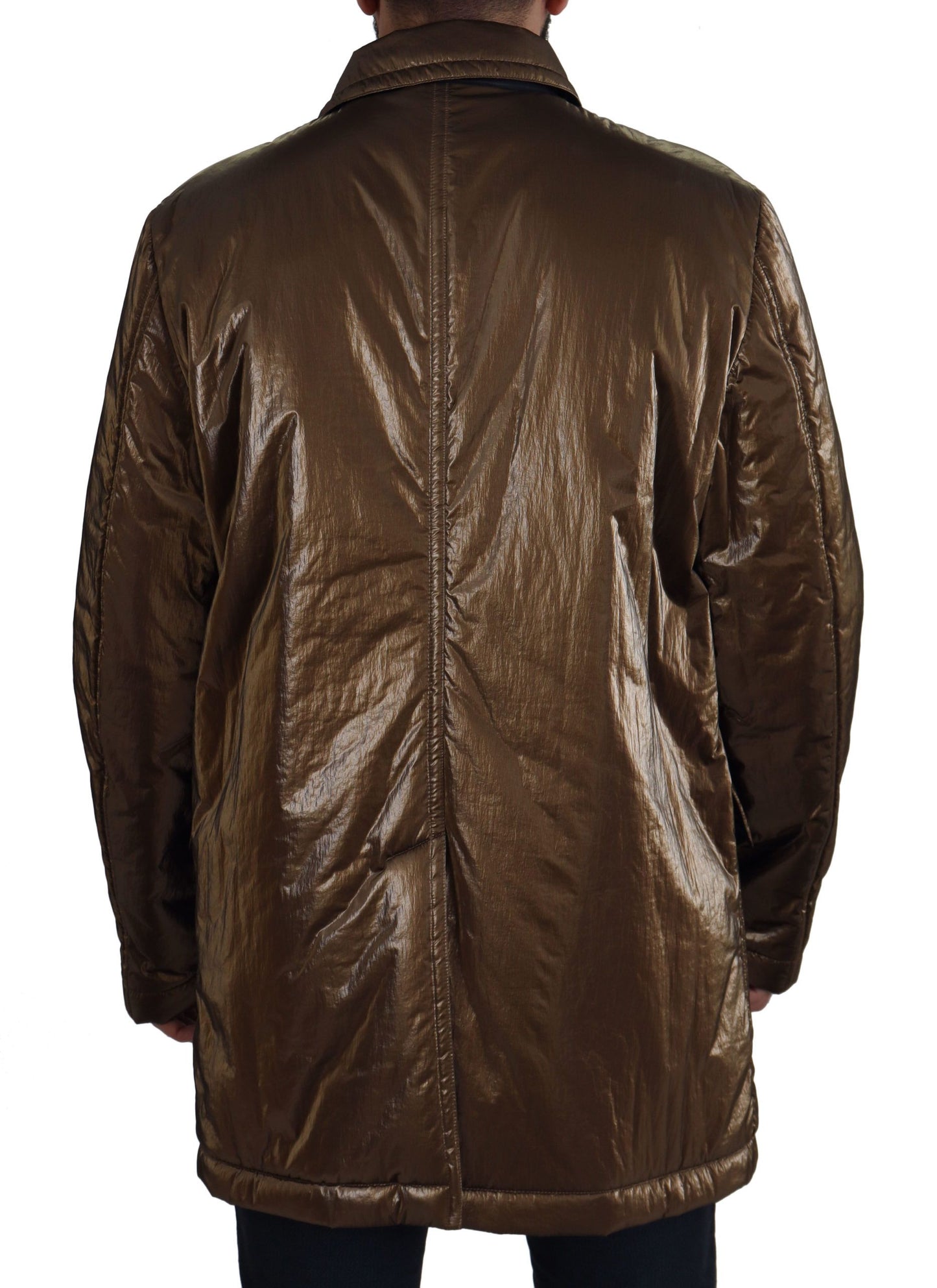 Bronze Nylon Kragen Double Breasted Jacke