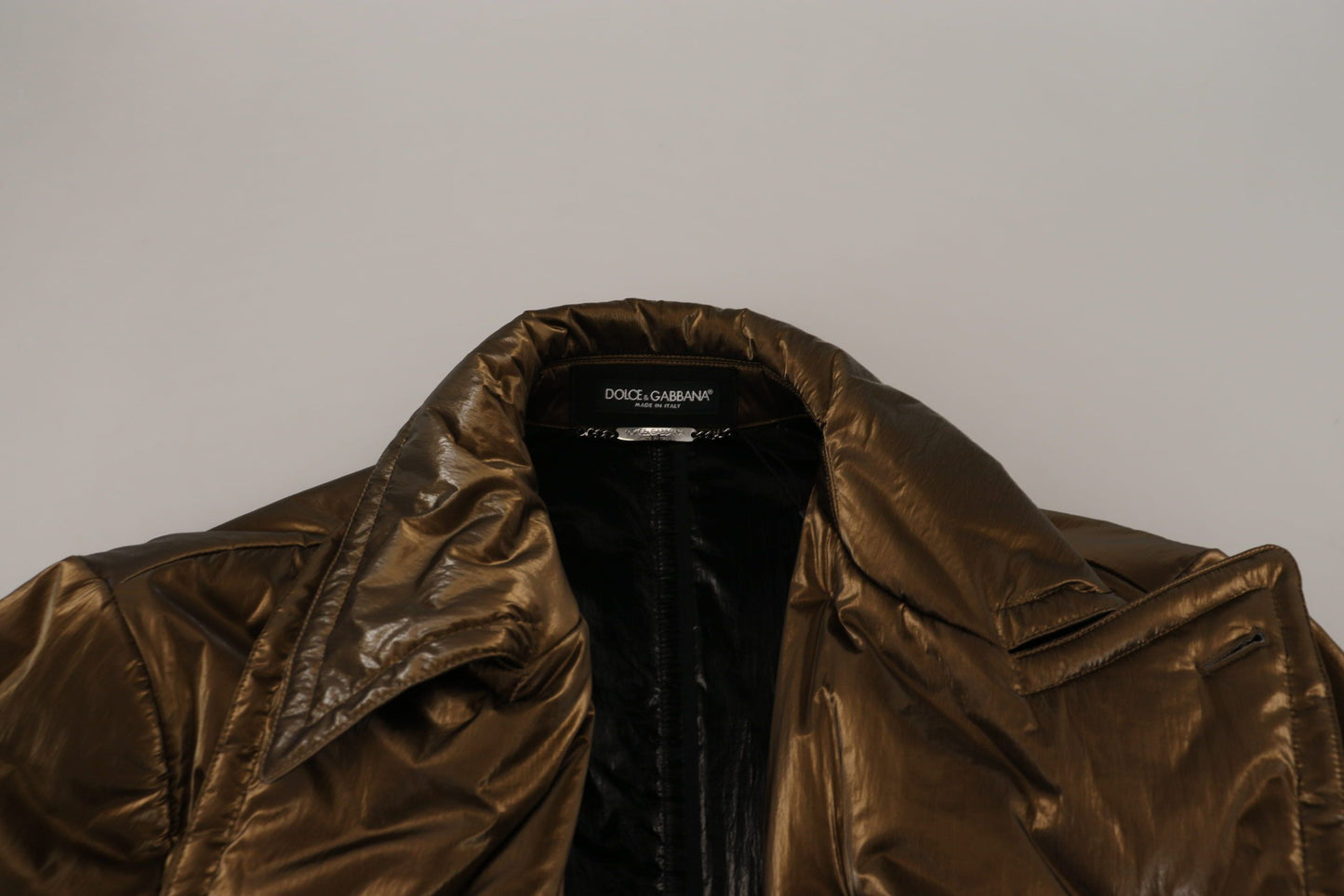 Bronze Nylon Kragen Double Breasted Jacke