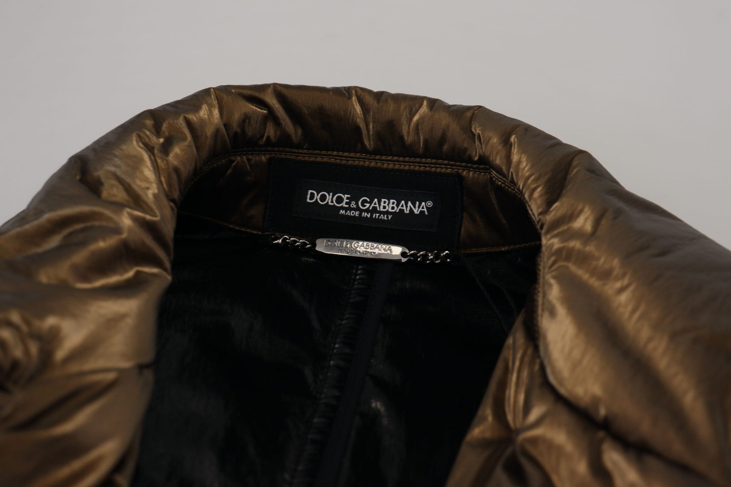 Bronze Nylon Kragen Double Breasted Jacke