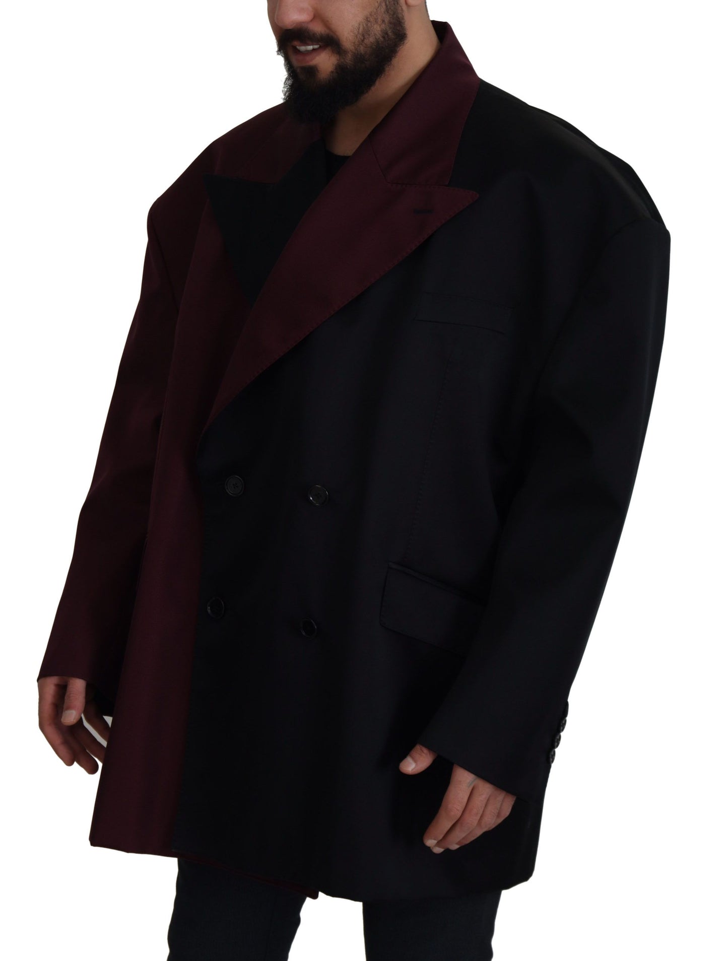Zweireihige Jacke aus Polyester in Bordeaux