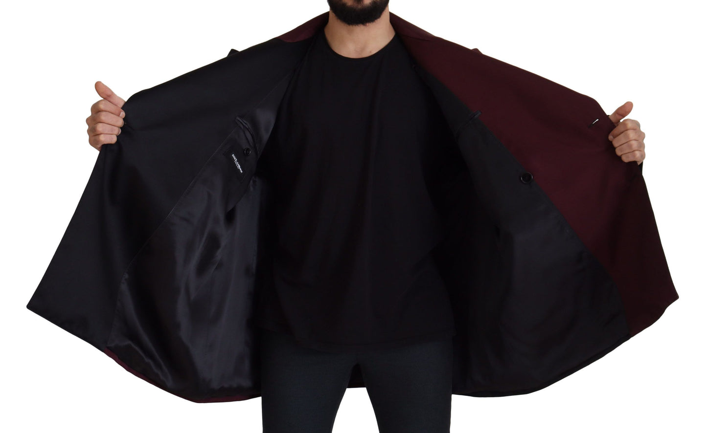 Zweireihige Jacke aus Polyester in Bordeaux