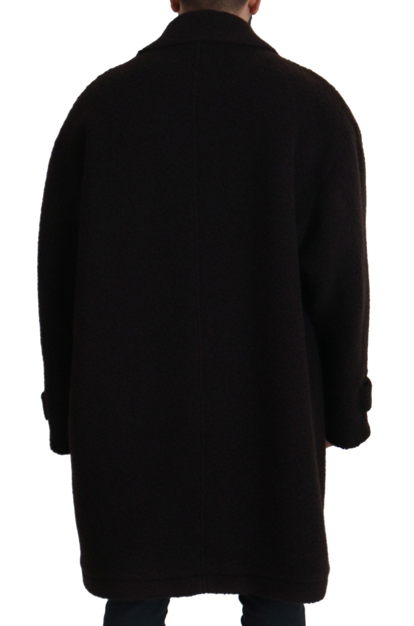 Schwarzer Alpaka Button Down Trenchcoat Jacke
