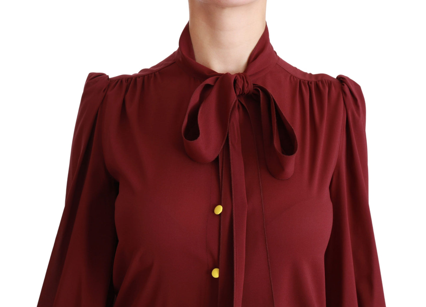 Kastanienbraunes Langarmhemd Bluse Seidenoberteil