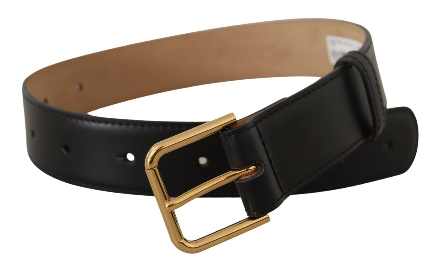 Schwarzer Leder-Goldton-Metall-Gürtel mit Taillenschnalle