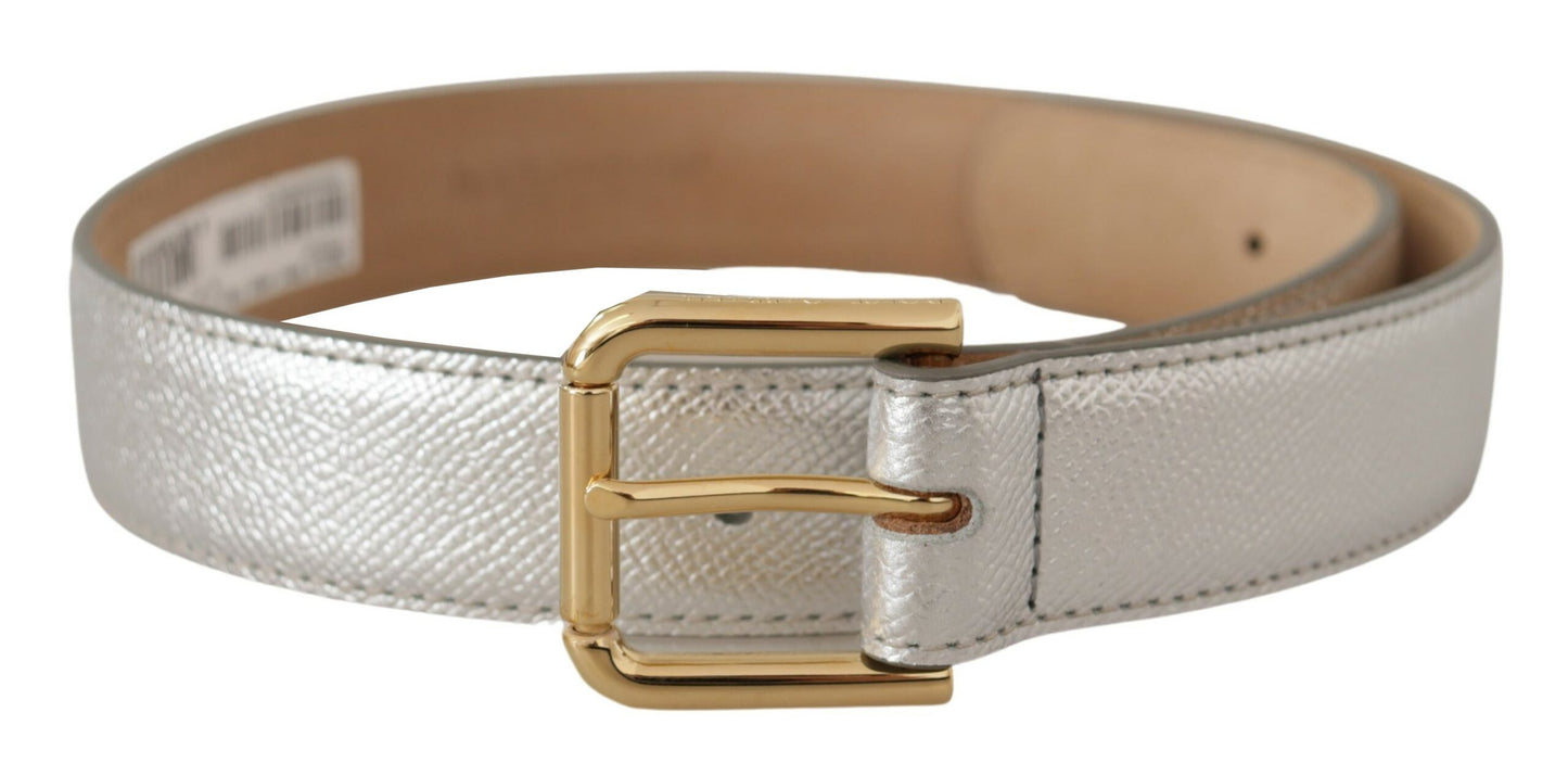 Silberner Leder-Goldton-Logo-Metall-Taillenschnalle-Gürtel