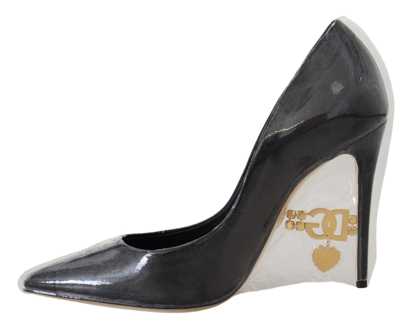 Schwarze Lederabsätze Pumps Kunststoffummantelte Schuhe