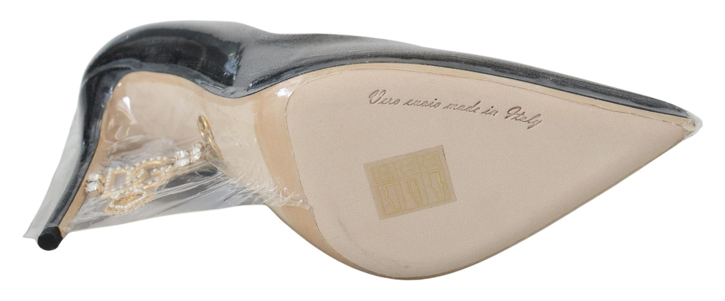 Schwarze Lederabsätze Pumps Kunststoffummantelte Schuhe