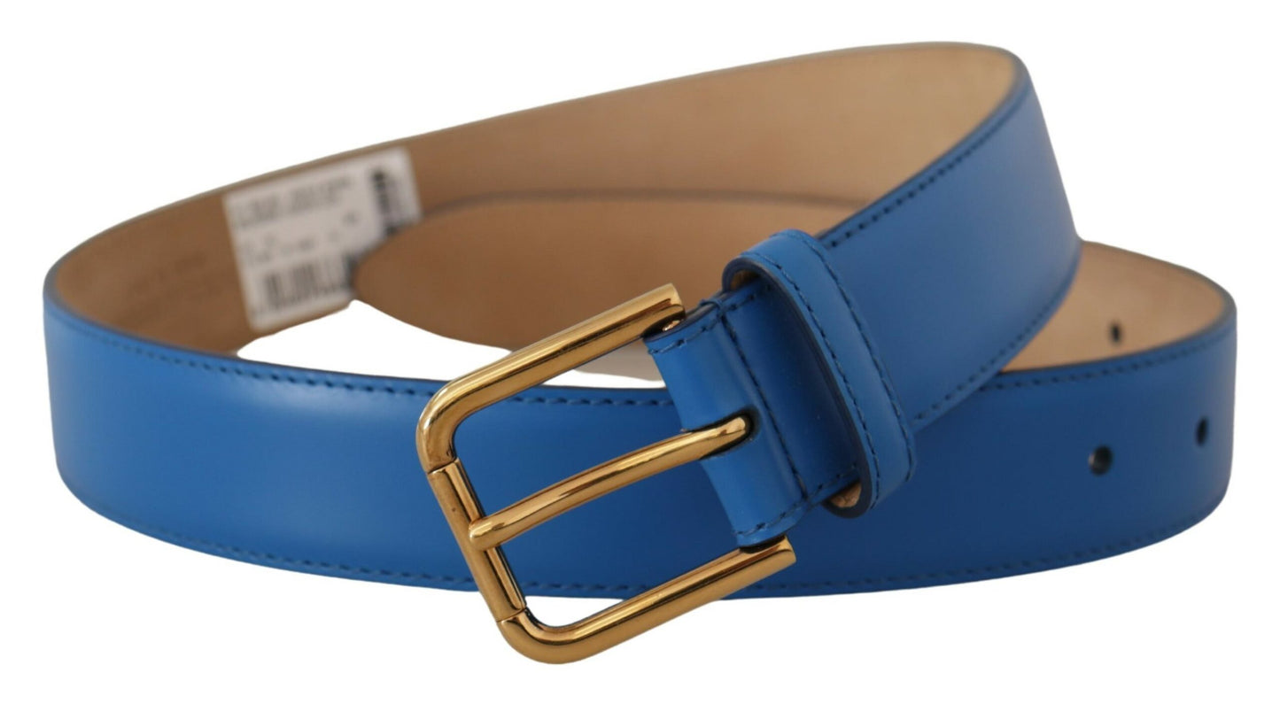 Blauer Leder-Goldton-Logo-Metall-Gürtel mit Taillenschnalle