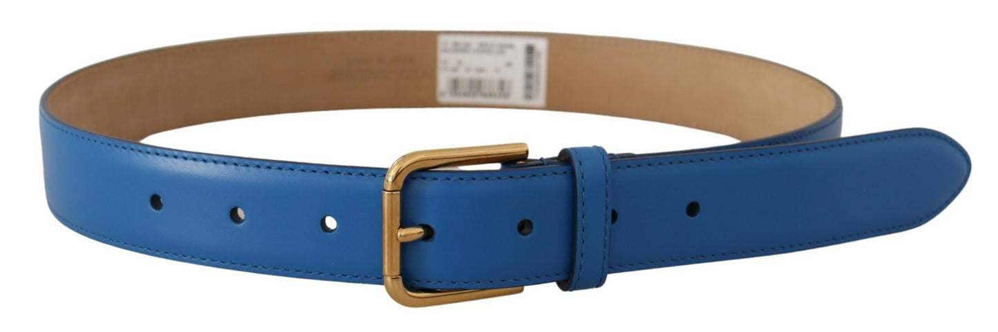 Blauer Leder-Goldton-Logo-Metall-Gürtel mit Taillenschnalle