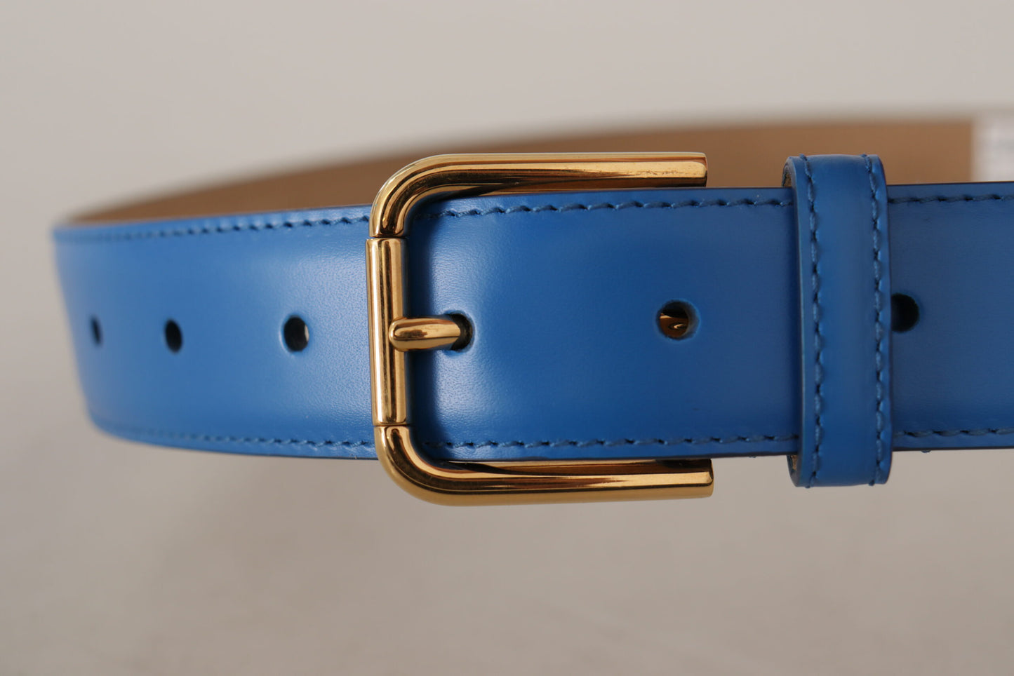 Blauer Leder-Goldton-Logo-Metall-Gürtel mit Taillenschnalle