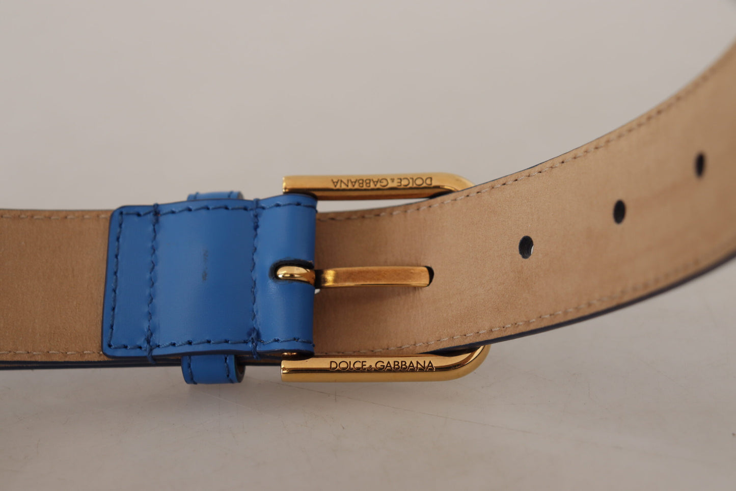 Blauer Leder-Goldton-Logo-Metall-Gürtel mit Taillenschnalle