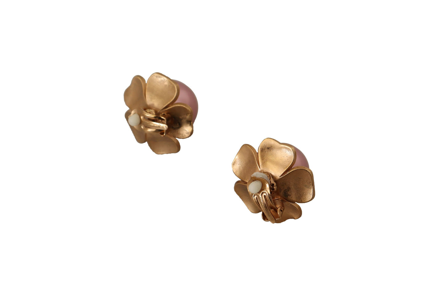 Goldfarbene Maxi Faux Pearl Floral Clip-on-Schmuck-Ohrringe