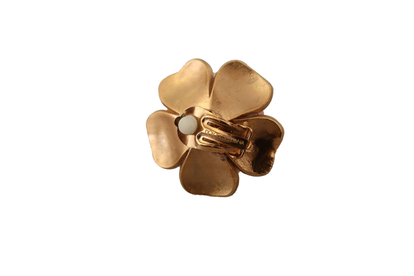 Goldfarbene Maxi Faux Pearl Floral Clip-on-Schmuck-Ohrringe