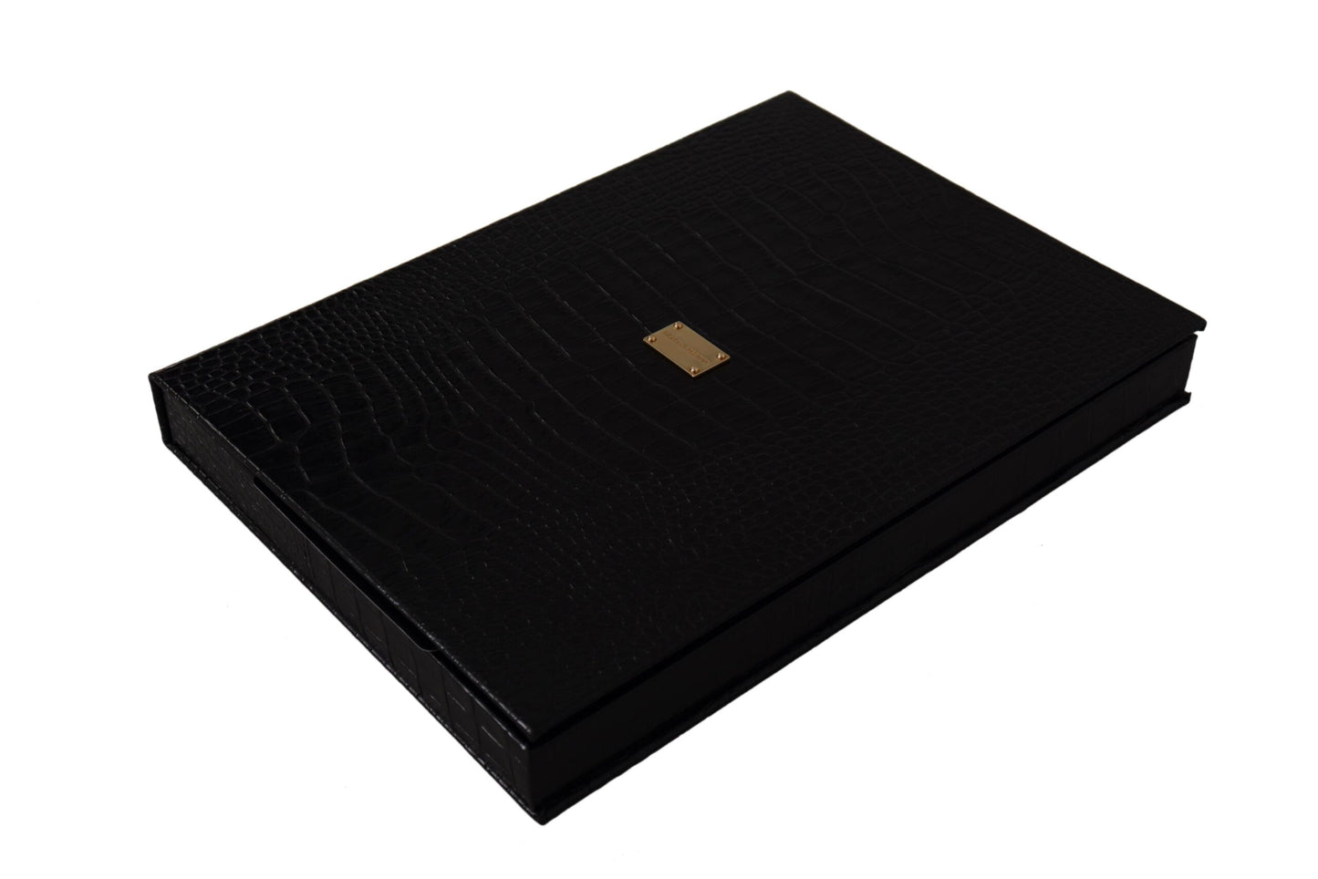 Schwarzes Leder Booklet Dekor Herren Etui Katalog Klappbuch