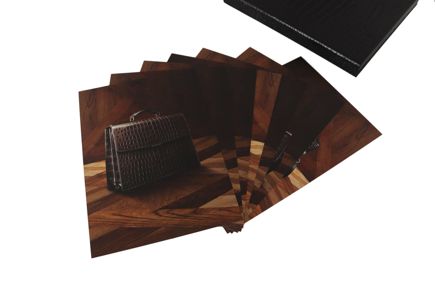 Schwarzes Leder Booklet Dekor Herren Etui Katalog Klappbuch