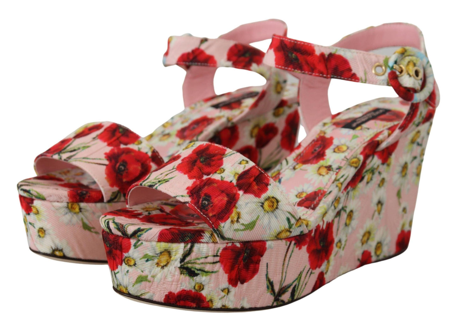 Multicolor Floral Brocade Keil Sandalen Schuhe
