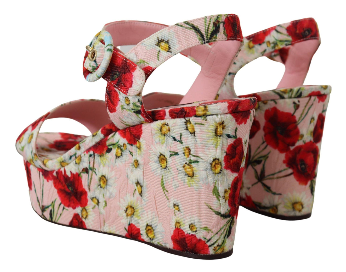 Multicolor Floral Brocade Keil Sandalen Schuhe