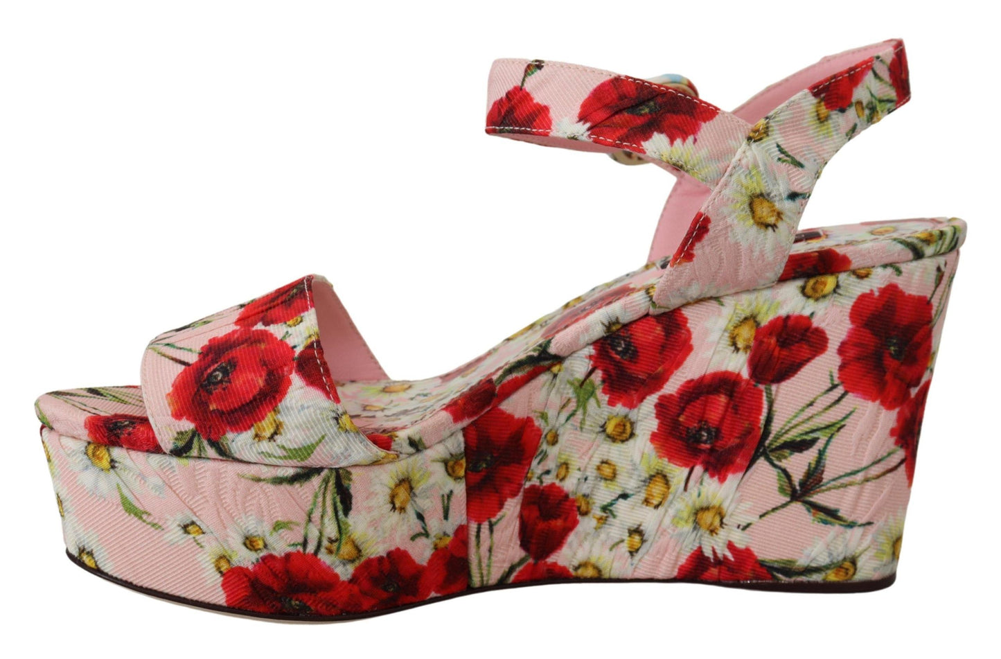 Multicolor Floral Brocade Keil Sandalen Schuhe