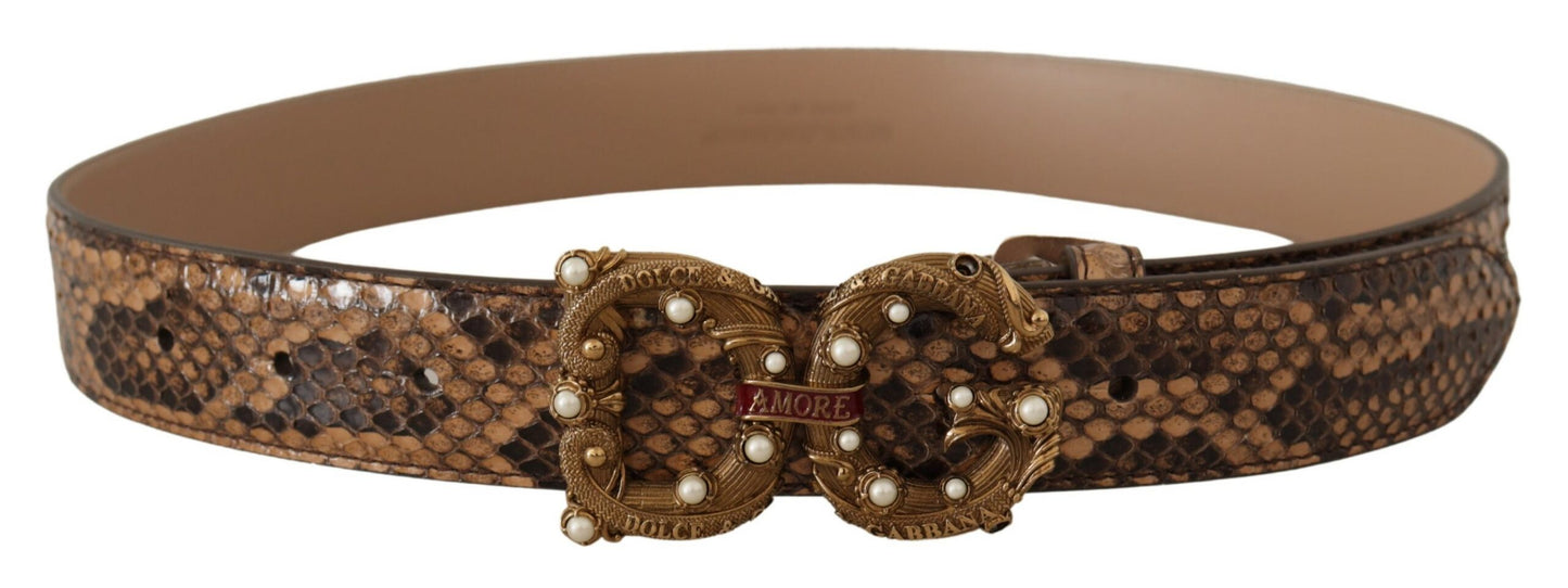 Brauner Amore Exotisches Leder DG Logo Schnallengürtel