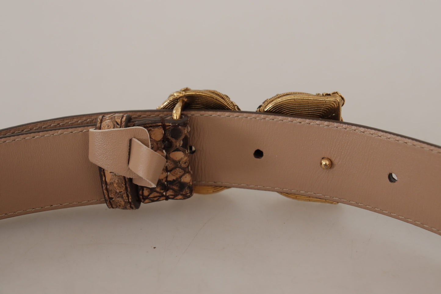Brauner Amore Exotisches Leder DG Logo Schnallengürtel