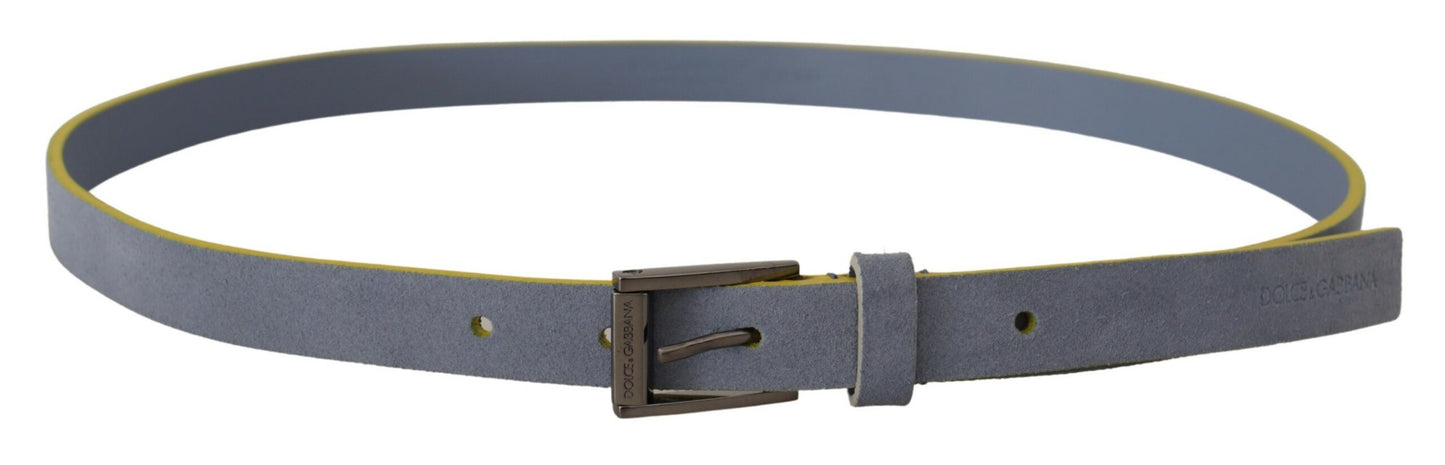 Blauer Wildledergürtel mit Logo-Gravur und Schnalle