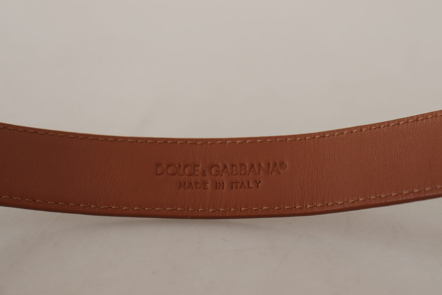 Braunes Leder Barock Gold DG Logo Gürtelschnalle