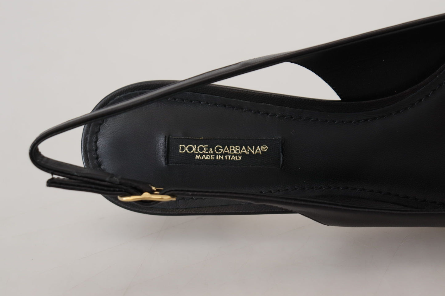 Schwarz Leder Slingbacks Heels Pumps Schuhe