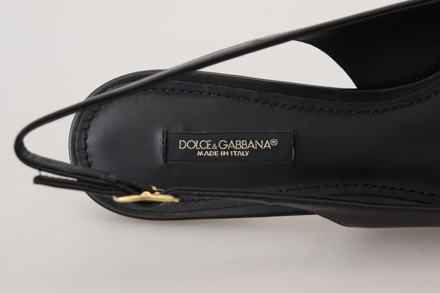 Schwarz Leder Slingbacks Heels Pumps Schuhe