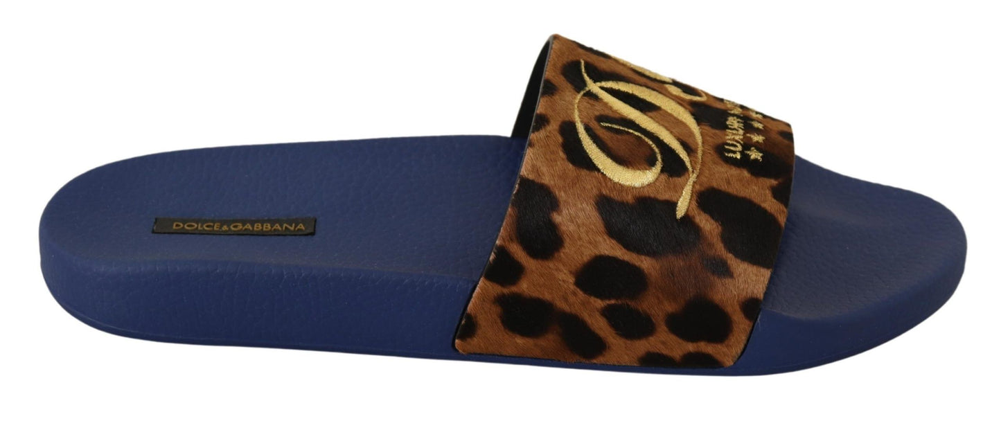 Blau Braun Leopard Logo Gummi Pantoffeln Schuhe