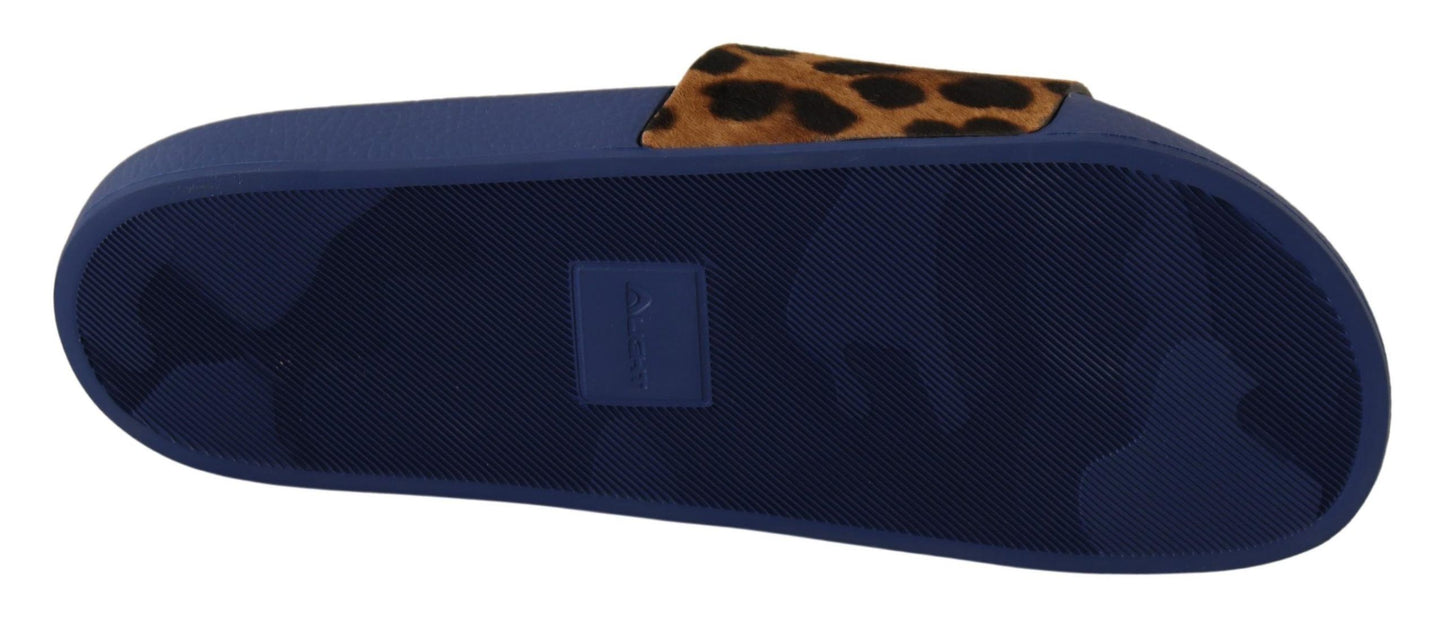 Blau Braun Leopard Logo Gummi Pantoffeln Schuhe