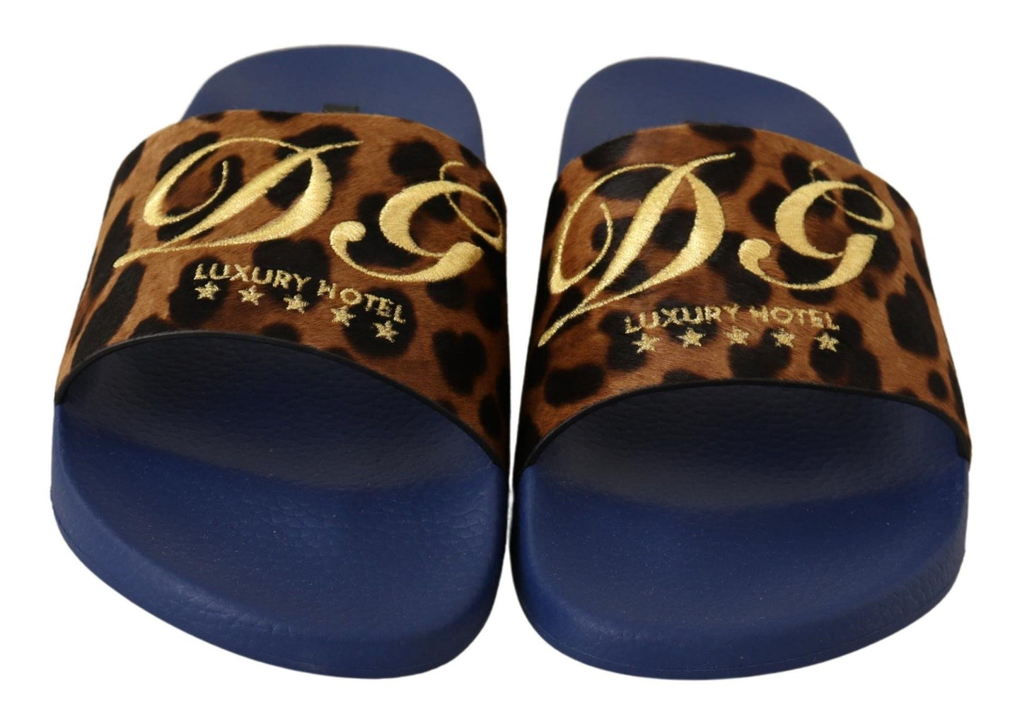 Blau Braun Leopard Logo Gummi Pantoffeln Schuhe