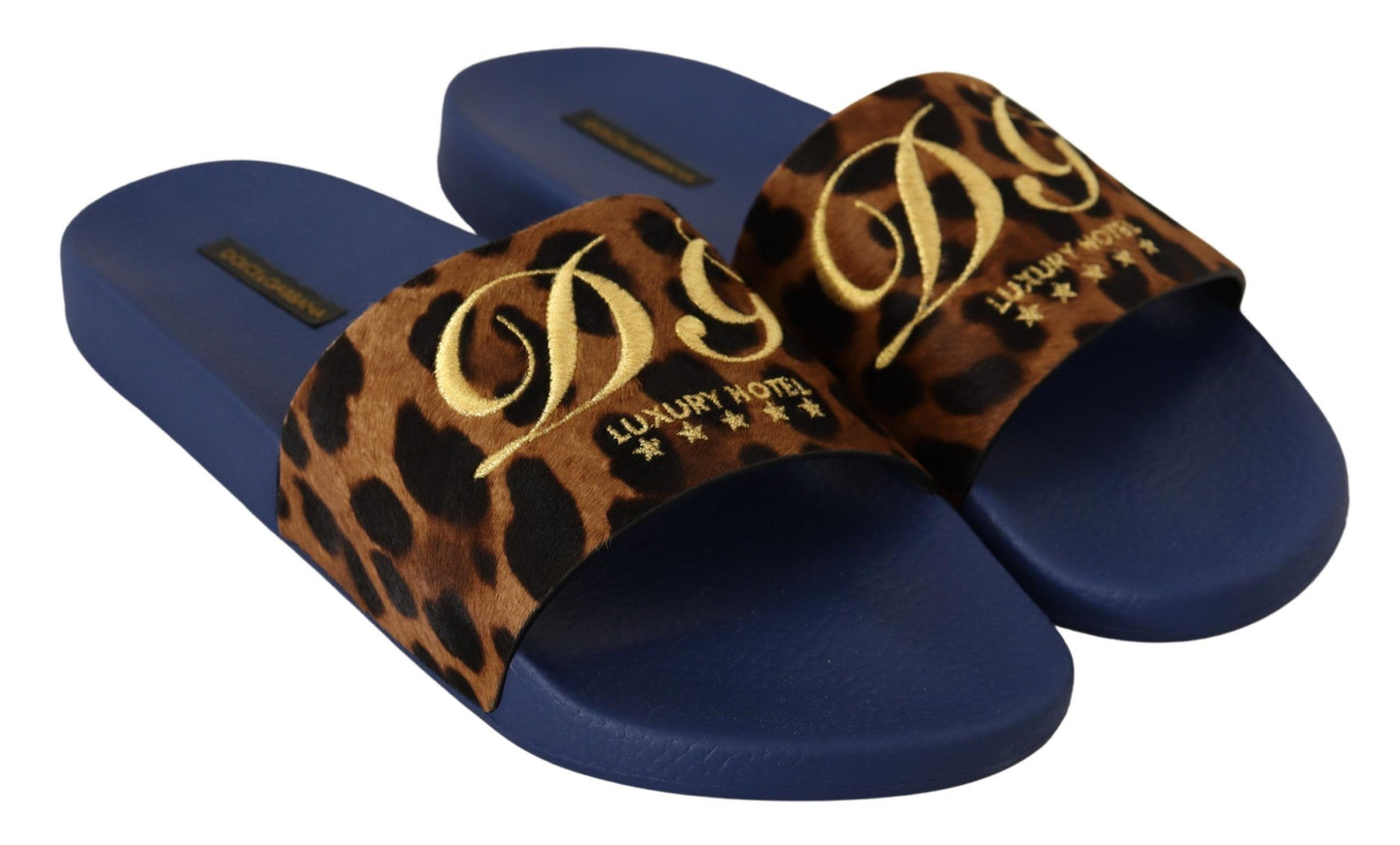 Blau Braun Leopard Logo Gummi Pantoffeln Schuhe
