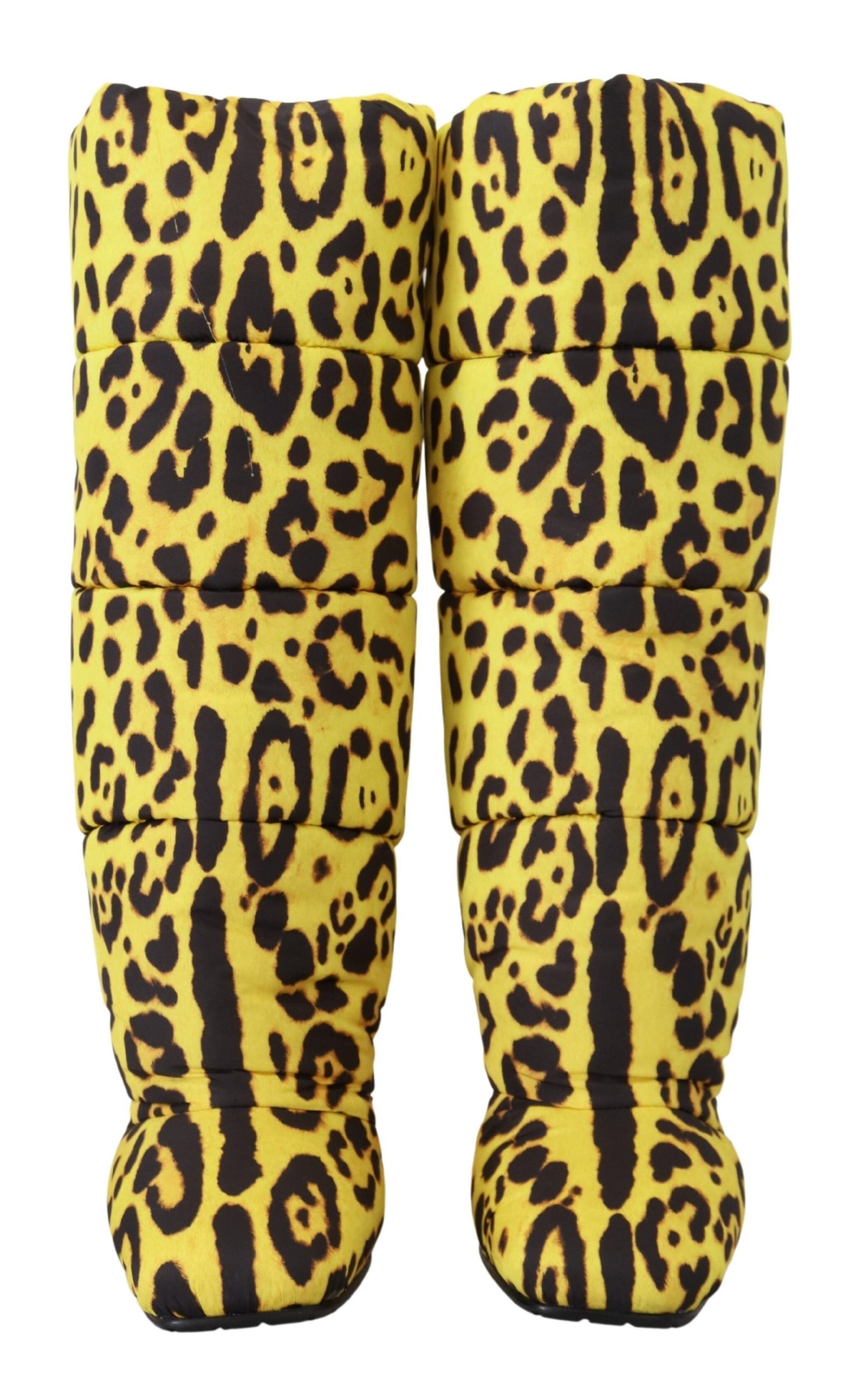 Gelbe Leopardenmuster gesteppte Stiefel Schuhe